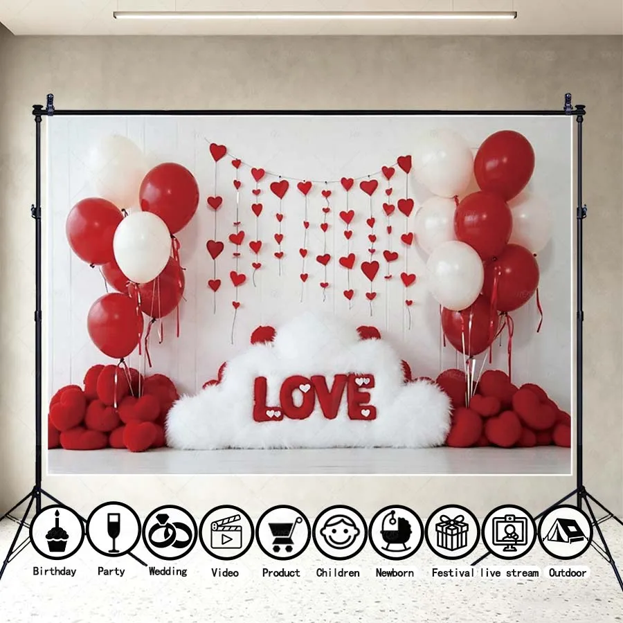 

MOON.QG Valentine's Day Garden Photo Background White Fence Rose Arch February 14 Car Backdrop Lover Photography Accessories