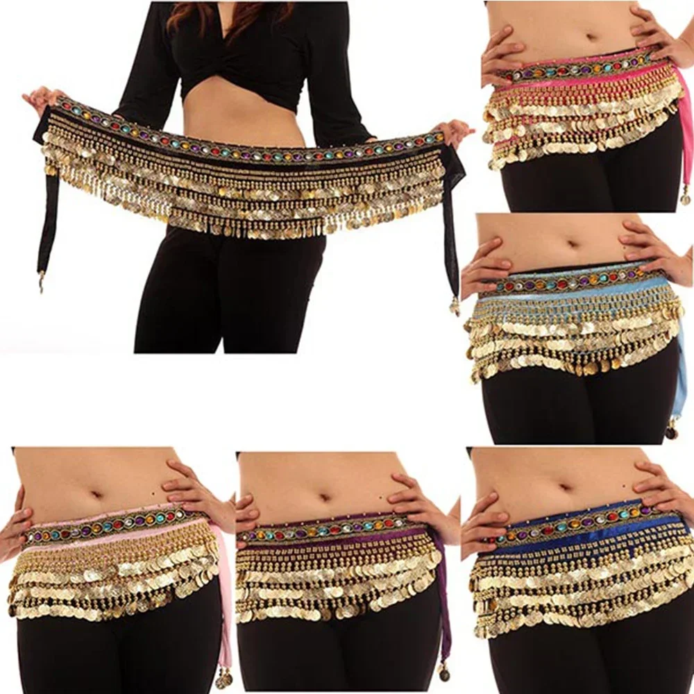 Donne Danza Del ventre Wrap Bellydance Coin Belt velluto Tribal Dance Costume Danza Del Vientre Danza Del ventre Hip sciarpa