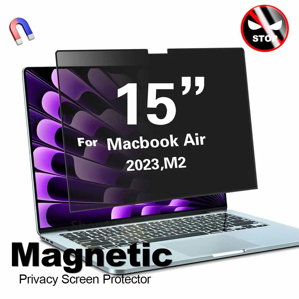 

Магнитный экран конфиденциальности для Macbook Air 15 дюймов (2024-2023,M3 M2)-A2941 A3114, защита от голубого света, светофильтр конфиденциальности для Mac Air 15,3 дюймов