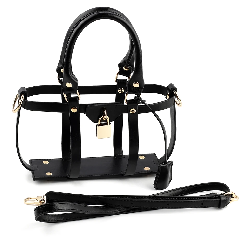 Hollow Tote Messenger Bag Set Leather Encasement Conversion Crossbody Adjustable Shoulder Strap for Women Handbag Accessories