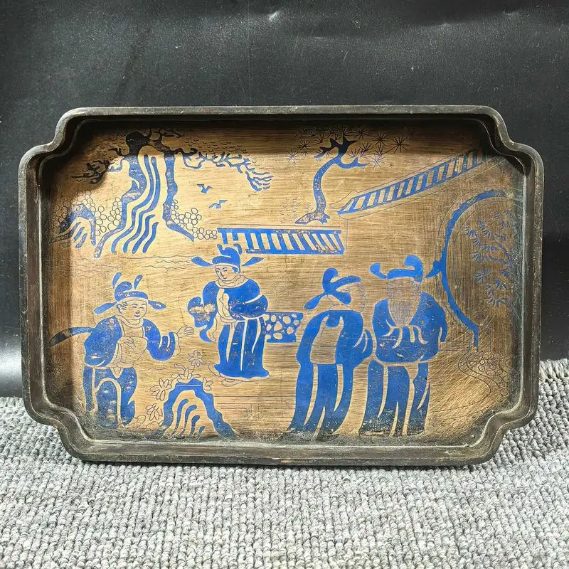 Brass Eight Immortals Crossing the Sea Set Storage , Chinese Mat, Ancient Style Tray, Pad, Dry Tea Tra