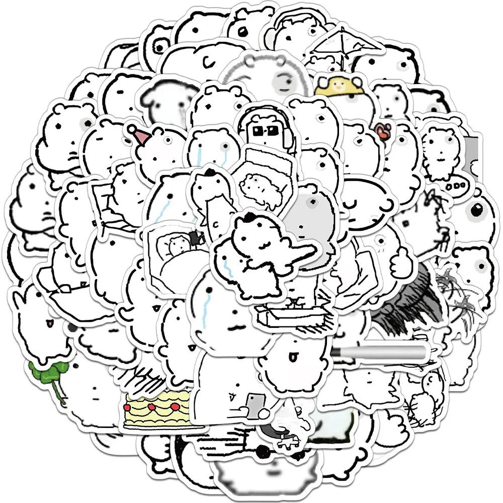 72Pcs Abstract Eye Bubble Cat Graffiti Stickers Scrapbooking Collage Material Helmet Phone Water Cup Wall Notepad Decoration