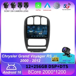 Dla Dodge Caravan 4 Dla Chrysler Grand Voyager RS 2000-2012 Android 14 Carplay Auto Radio samochodowe Multimedialny odtwarzacz wideo GPS WIfi