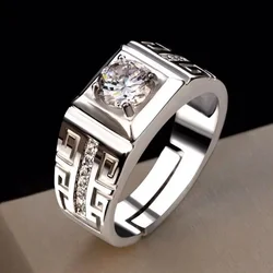 Silver Color big Crystal Open Rings For Man Women Fashion Party wedding party designer jewelry Charms couple Gifts
