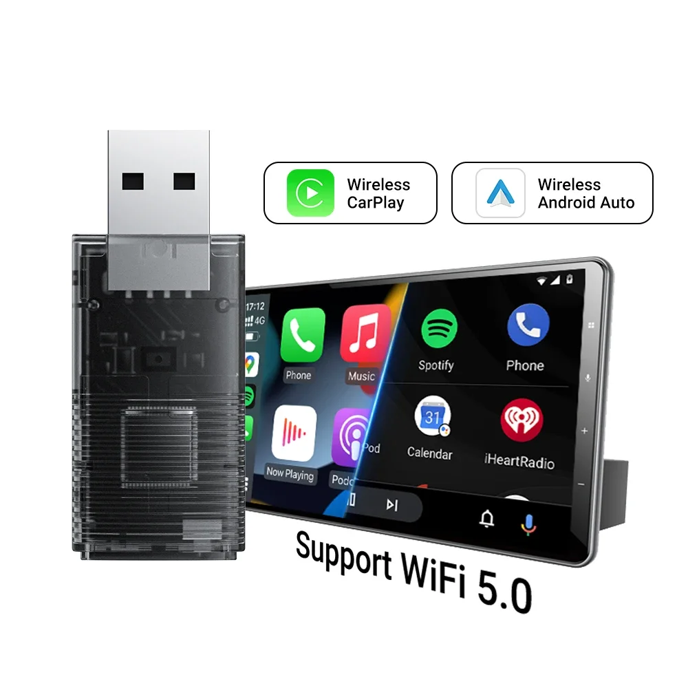 

Ottomotion Mini Android Auto Wireless CarPlay Adapter Plug and Play 2 in 1 Mobile Support for Cars Accessories