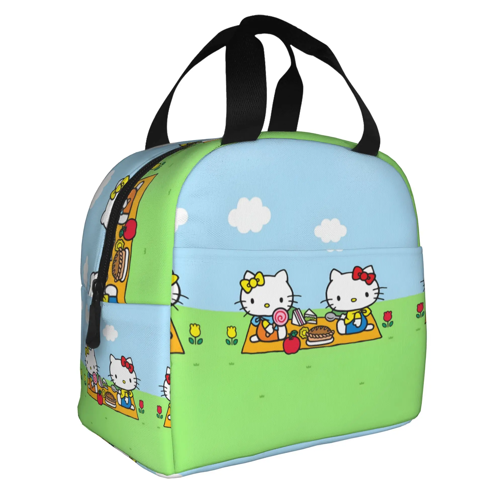 Custom Kitties Kitten Portable Lunch Box Unisex Multifunction Cat Anime Cooler Thermal Food Insulated Lunch Bag School Student view 2