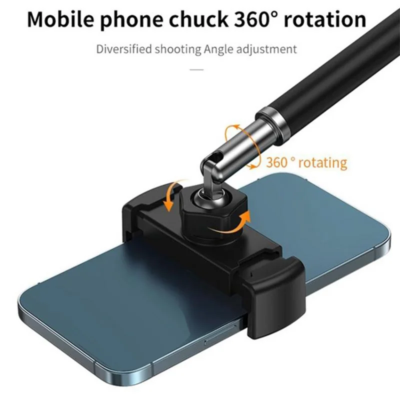 携帯電話スマートフォンデスクトップビデオ撮影スタンド用オーバーヘッド三脚、テーブル写真撮影用リングライト付き、簡単設置