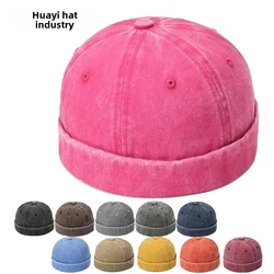 New Washed Melon Skin Cap Cotton Distressed Hip Hop Fashion Easiest for Match Brimless Watermelon Hat Trendy Street Handsome Hat