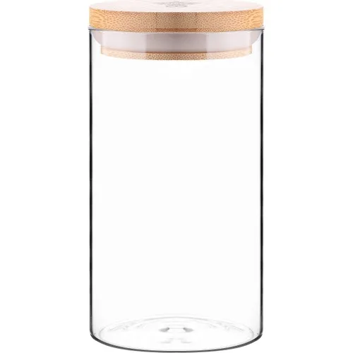 Queen's Kitchen Borasilikat Glass 1000ml Lux Bamboo Storage Container With Lid