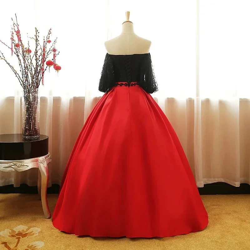 

White Red Contrast Colors Elegant Ball Gown Quinceanera Dresses Long Sleeves Strapless Princess Party Gowns Vestidos De 15 Anos