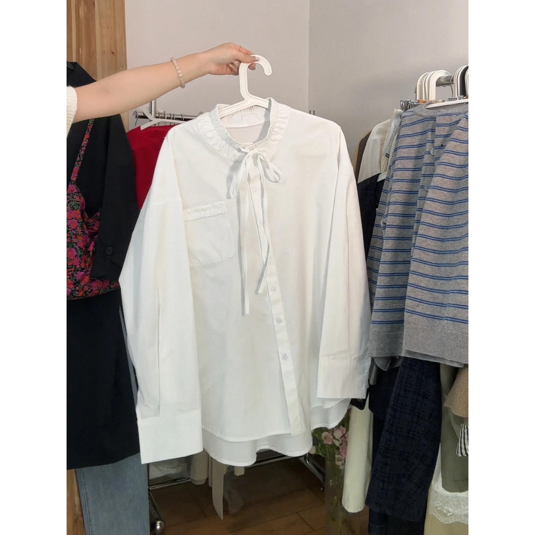 

Women's Long Sve White irt Inner Wear Spring New Sle Comfortable Breathable Loose Fit Commute Sle irt Fem Top