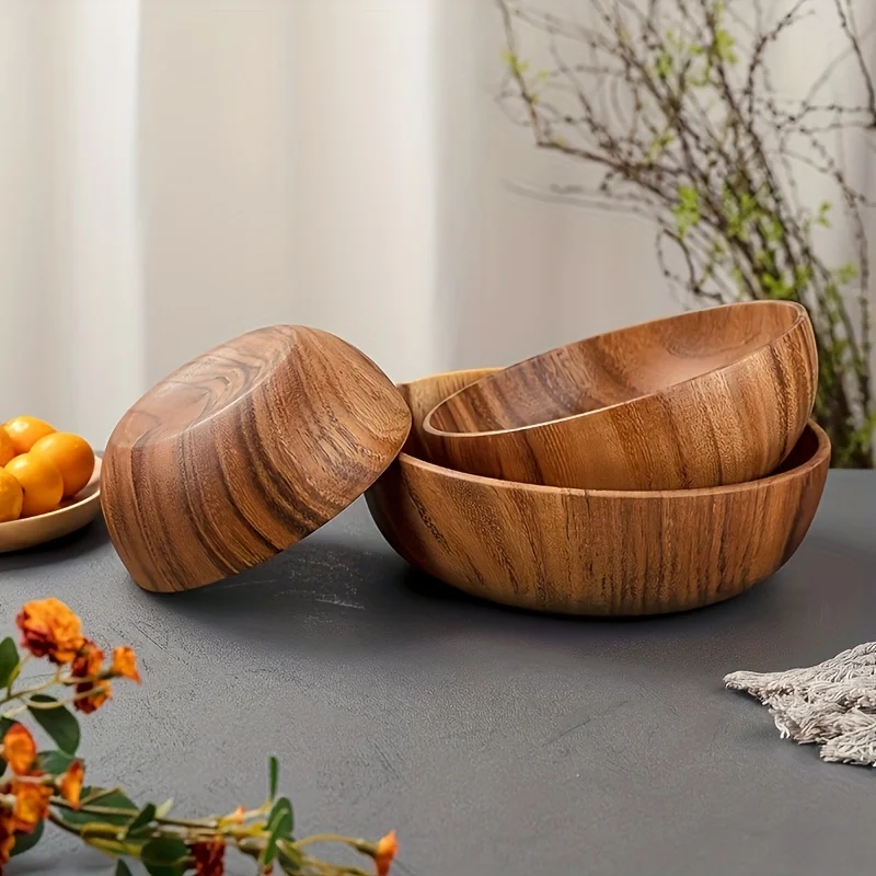 

Acacia Wood Bowl Creative Snack and Salad Serving Container Household Bowl for Fruits and Salads Polished Natural.