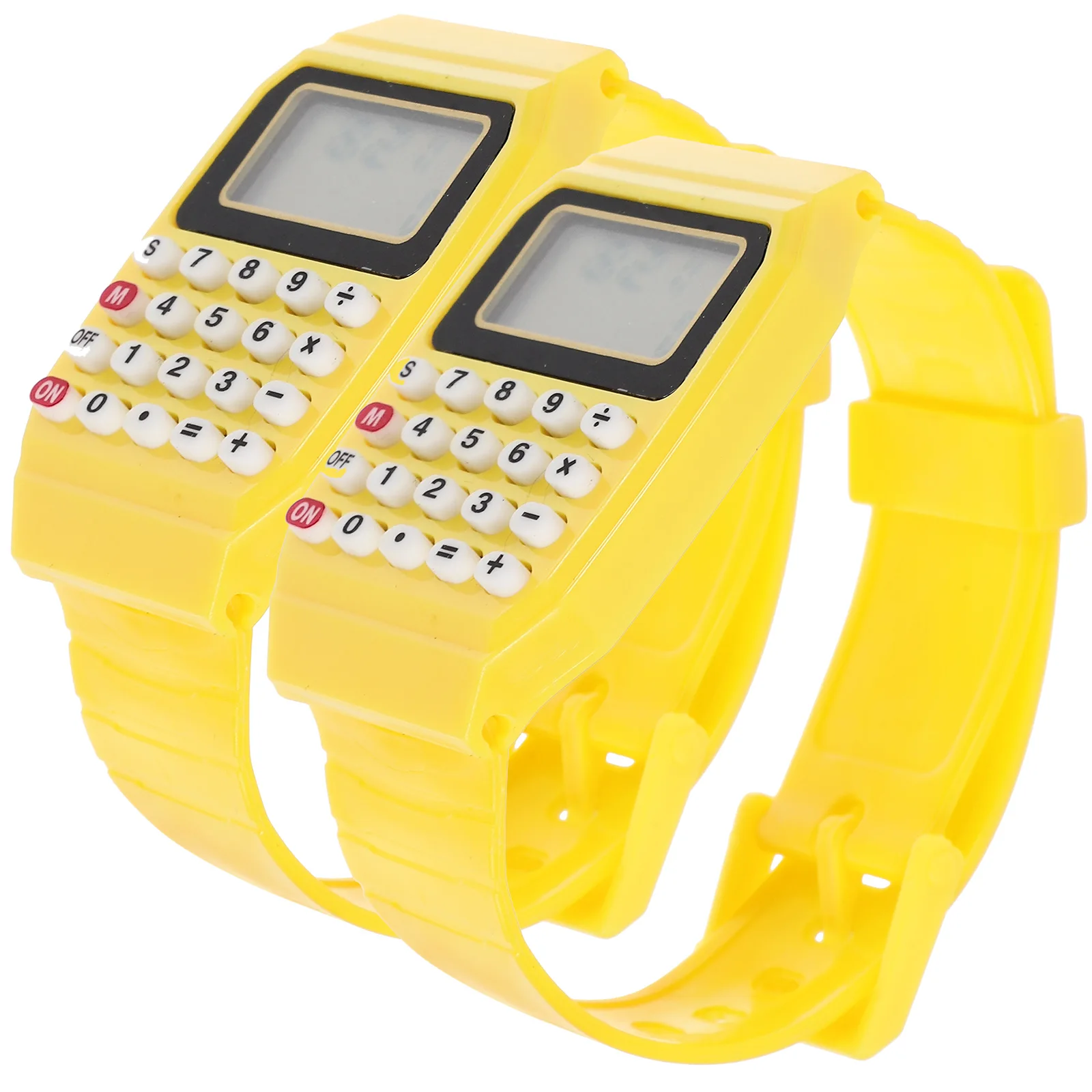 

2pcs Calculator Watch for Kids Yellow Durable Portable Wrist Calculator Children Math Solution Birthday Gifts Toddler Boys