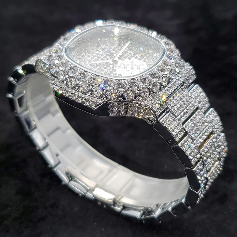 MISSFOX-reloj con diamantes para hombre, cronógrafo clásico de lujo, estilo Hip Hop, de plata AAA, producto más vendido, nuevo