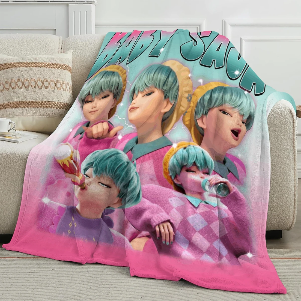 

Saja Boys Blanket K-Pop Demon Hunter Throw Blanket - Soft & Cozy, All-Season Versatility for Couch, Office, Bed, Camping Blanket
