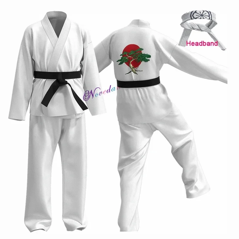 2026 Anime Karate Kids KOF Cobra Kai Cosplay Costume Kid Child Aldult White Kimono Uniform Headband Halloween Party Suit ZS85D view 2