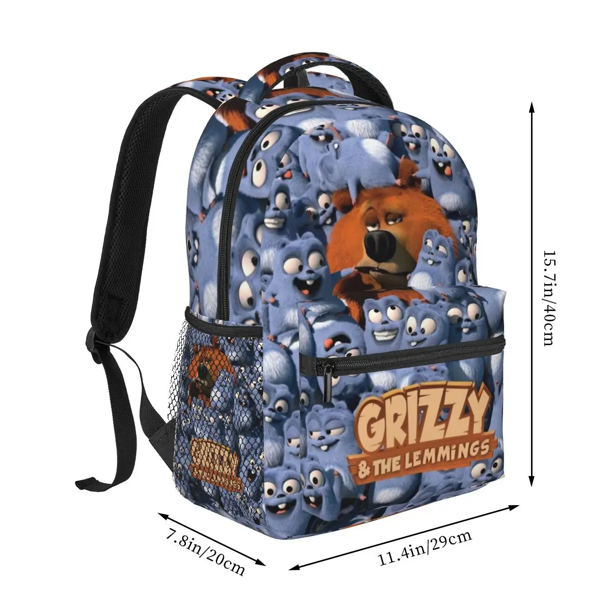 Funny Grizzy And The Lemmings Cartoon Characters Backpack School Bag Hiking Travel Daypack for Men Women Bookbag Shoulder Bags