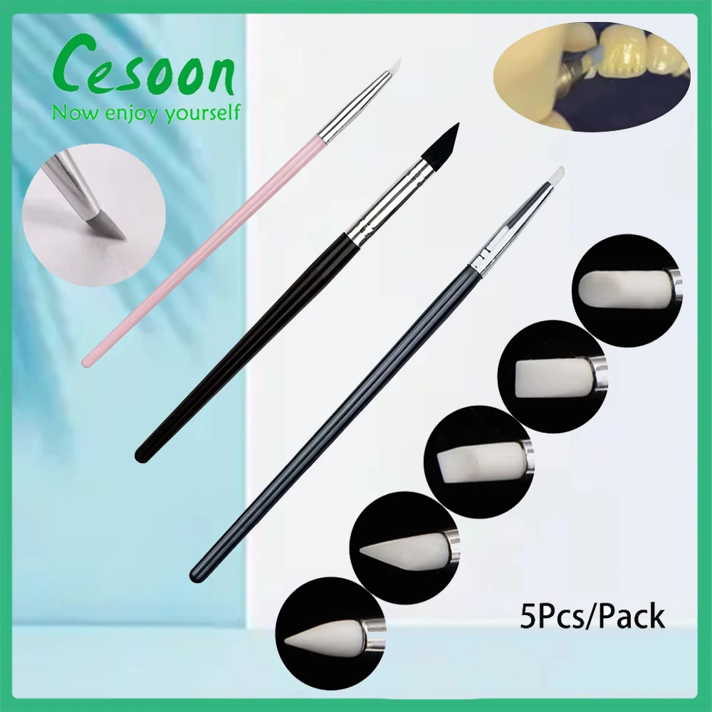 5Pcs Dental Resin Brush Pens Shaping Silicone Tooth Tool Adhesive Composite Cement Porcelain Teeth Dentisty Whitening Produsts