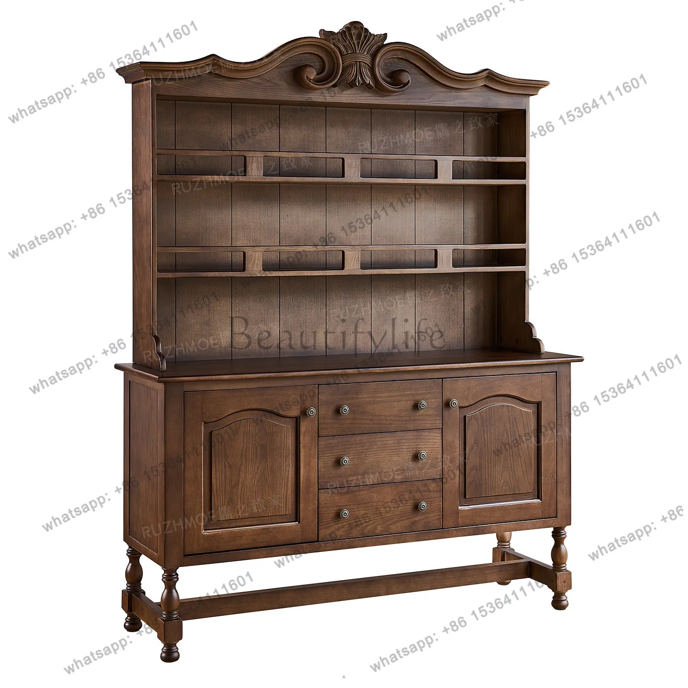 French retro solid wood tableware household storage wine cabinet American cabinet