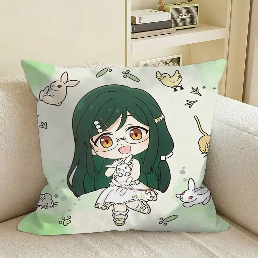 Office Agents of Four Seasons Chibi Square Sofa Pillow Cover Solid Color Living Room Home Decor Cushion Case