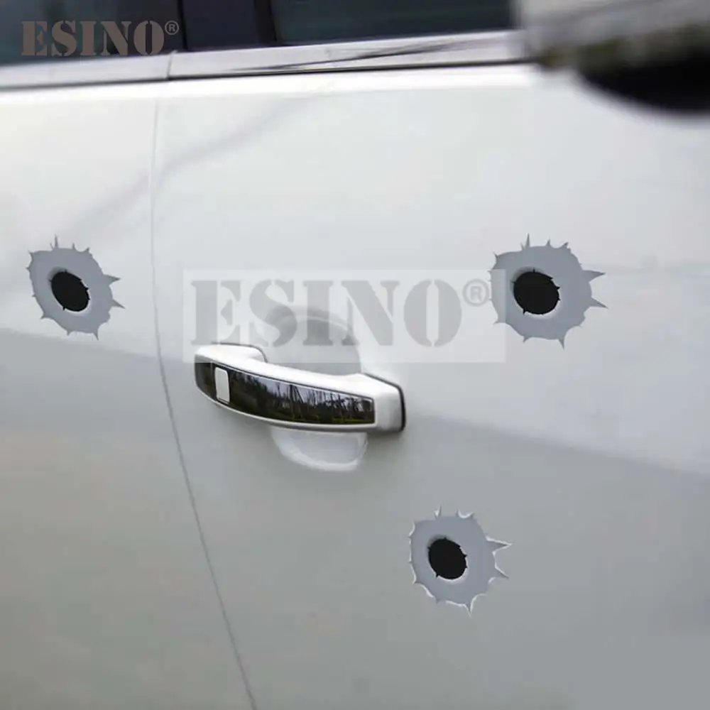 6 x Car Styling Cool Fashinon Creative Simulation Gun Bullet Hole PVC 3D Waterproof Car Body Sticker Decorative Vinyl Decals