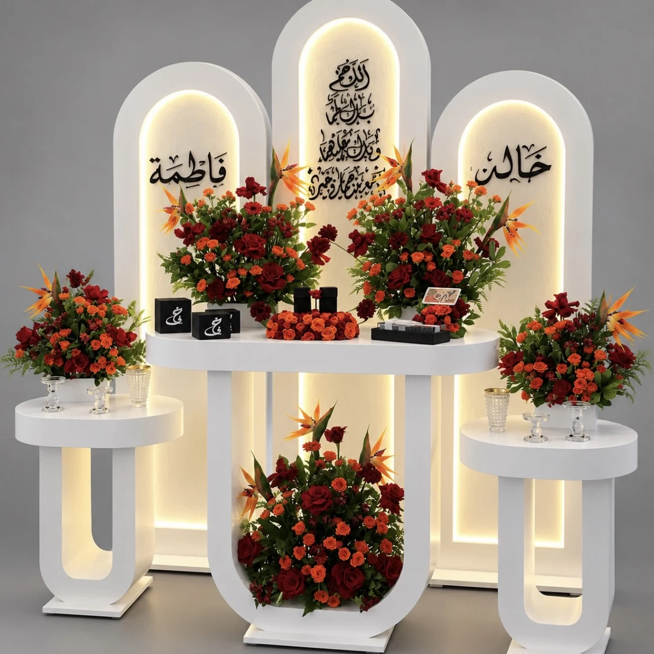 Newly Customized White Acrylic Wedding Perfume Bar Table LED Illuminated Wedding Backdrop Arches for Wedding Ceremony