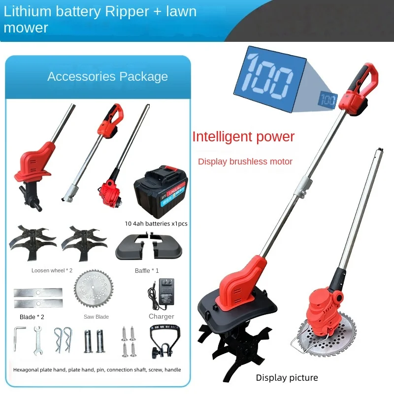 

Lithium Battery Lawn Mower Small Household Mower Handheld Electric Mower Garden Trimmer Rechargeable Earth-Loosening Wheel예초기