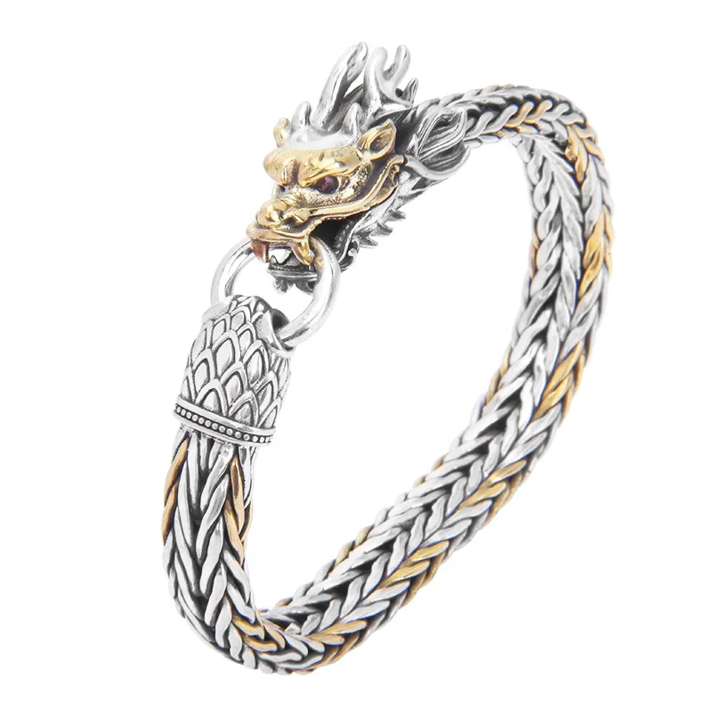 

Uglyless Anti-fade Italian Coloring Men Twists Bracelets Creative Animals Dragon Bangles 925 Silver Thick Wide Cool Guys Jewelry