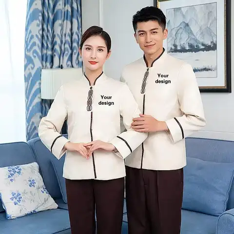 Chinese Restaurant Uniform Women's Cleaning Work Hotel Receptionist Costume Housekeeping Waiter Clothes Massage Nail Cafe Outfit
