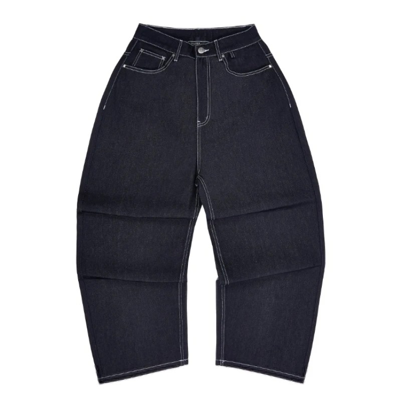 Y2K HipHop Chic Denim Jeans Trendy Disc Embroidered Pattern Retro Straight Leg Pants Casual Simple Streetwear Unisex Baggy Jeans view 3