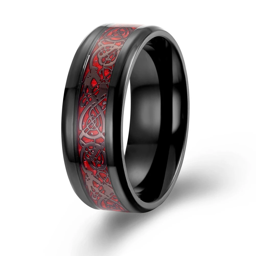 

Titanium Steel Carbon Fiber Mirror Polishing Men Cool Nibelon Men Personality Ring Finger Rings Durable Wedding Party Gift