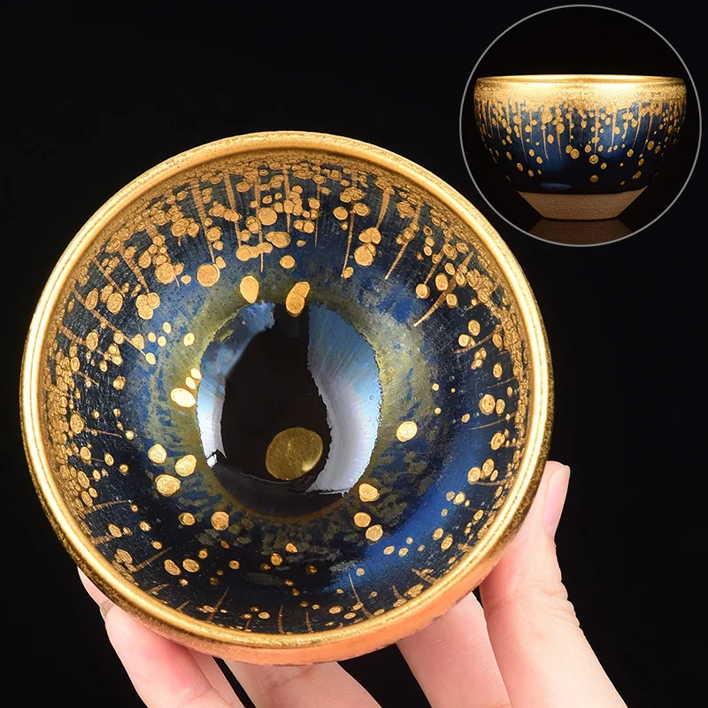 Jian Zhan Meteor Cup, Master Cup, Home, High-end Gifts, Golden Tea Cup, Tea Bowl (LH), 24K Gold