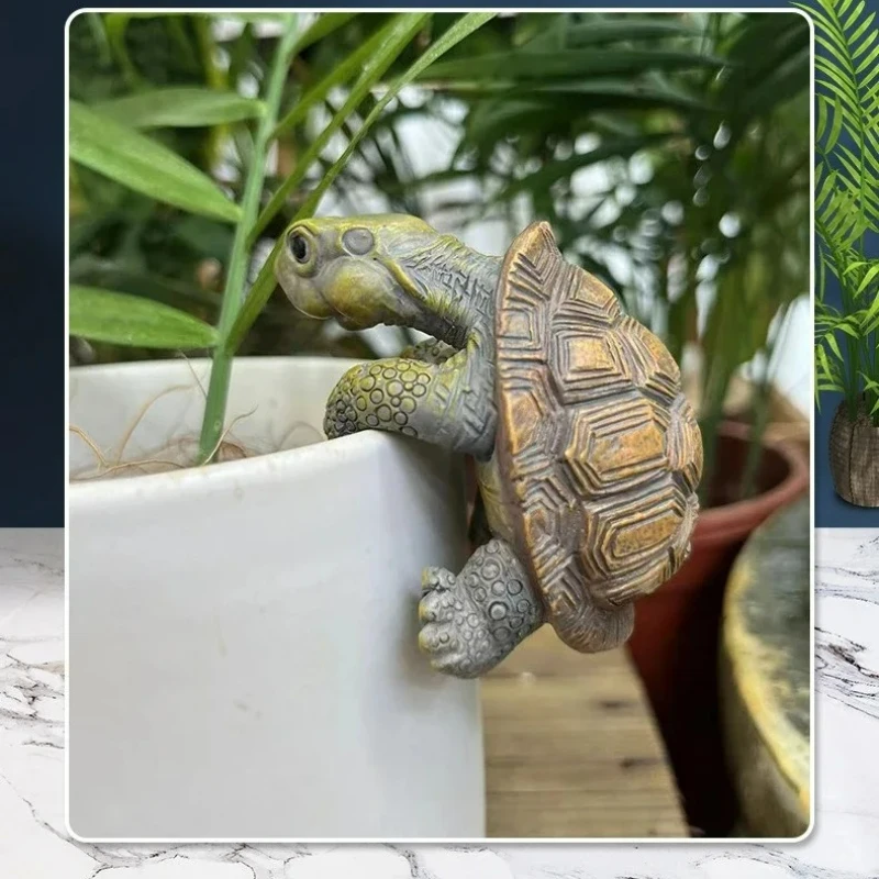 Hanging/Swing/Fishing Turtle Tortoise Figurines, Succulent Planter Decor Micro Landscape Garden Flower Pot Aquarium Ornament