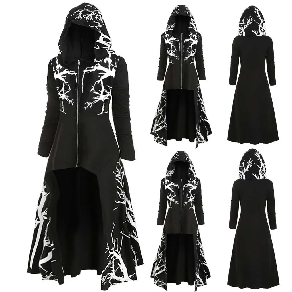 

3D Print Medieval Coat Man Unisex Adult Women Hooded Cape Long Cloak Halloween Carnival Dress Up Gothic Costume Ponchos Cape