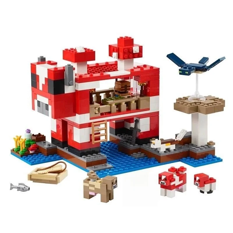500 ชิ้น Moo เห็ดบ้านอาคาร DIY My Mini World เกม Series Building Block ชุดเด็กของขวัญของเล่นคริสต์มาส