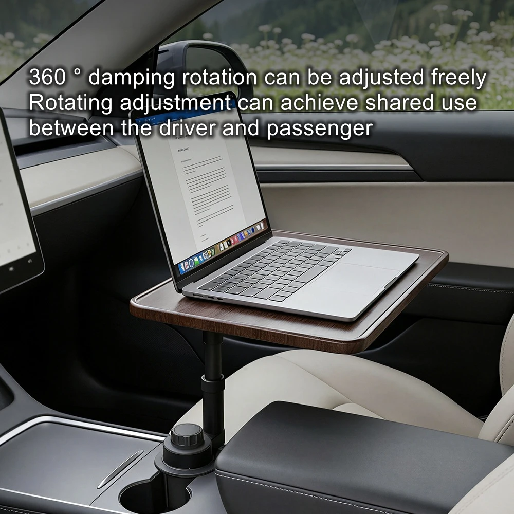 Car mounted telescopic suspended small desktop computer desk multifunctional rotating adjustable small square table