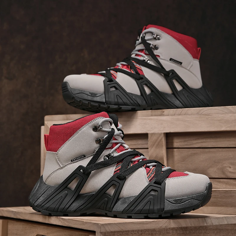 

2025 Autumn and winter men's high top casual shoes fashionable outdoor hiking boots military boots desert shoes tactical boots
