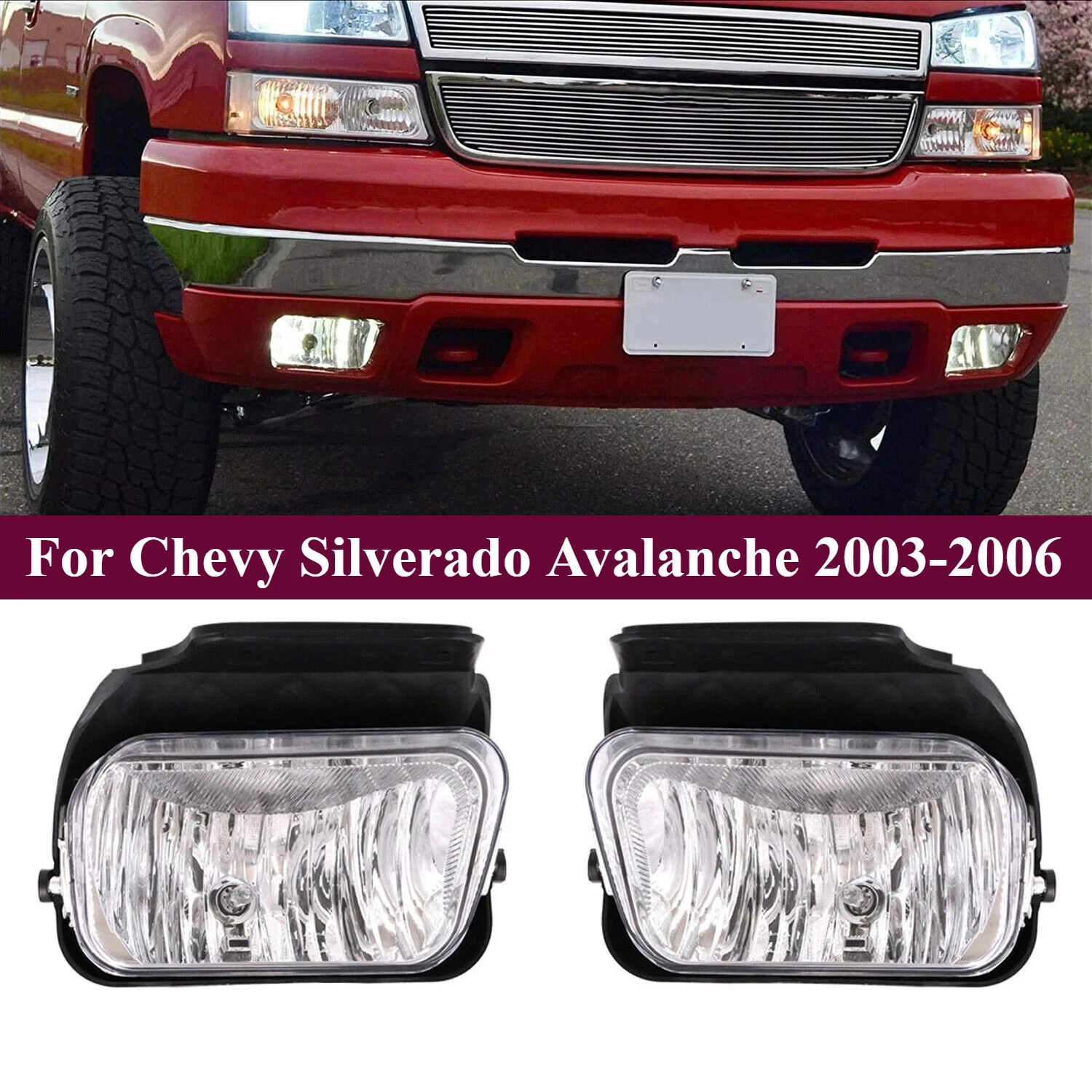 

Пара противотуманных фар бампера, левый + правый для Chevy Silverado Avalanche 2003-2006, замена GM2593127, GM2592127, 15190983, 15190982