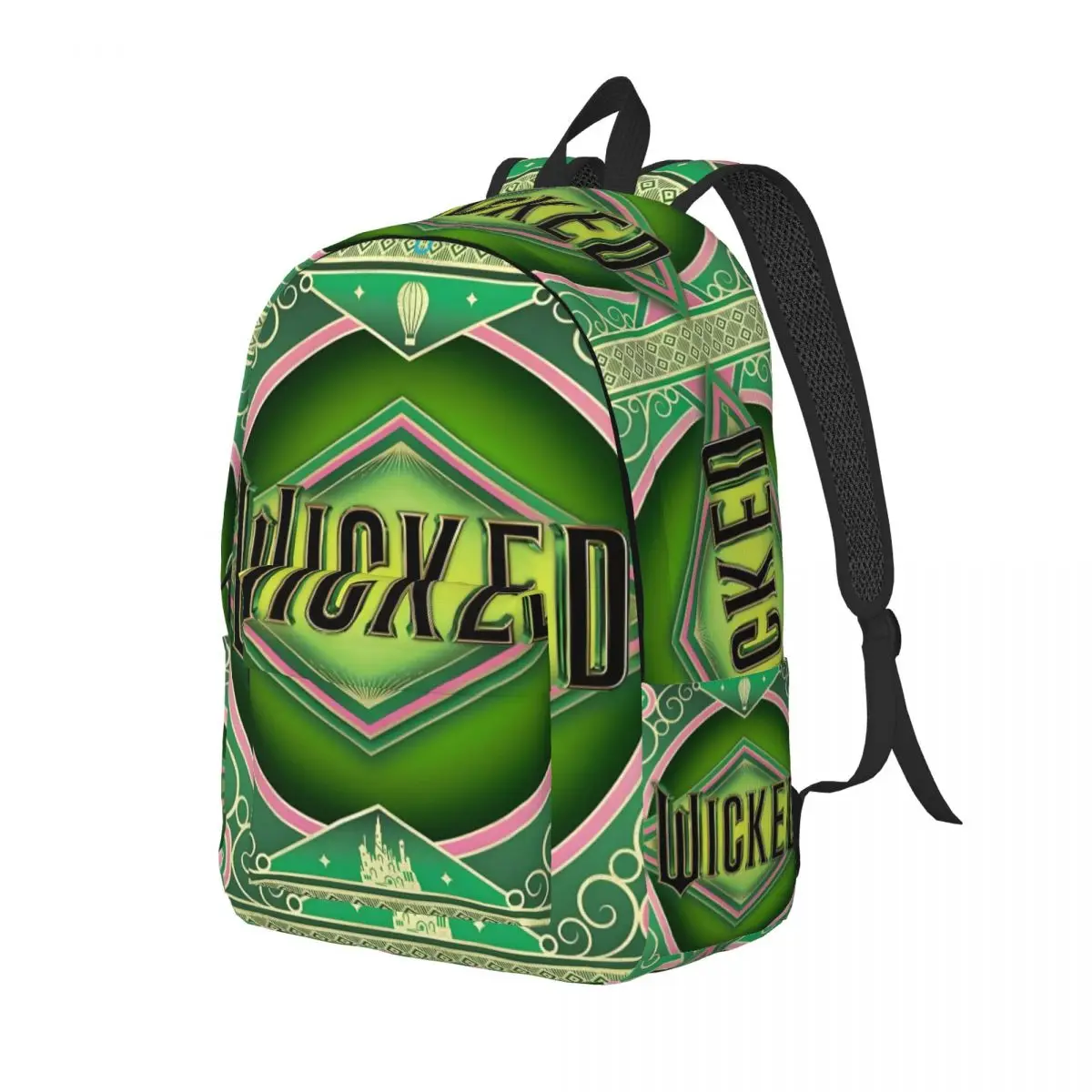Custom W-Wickeds เพลงโลโก้กระเป๋าเป้สะพายหลังผ้าใบสําหรับผู้หญิงผู้ชายนักเรียนโรงเรียน Bookbag เหมาะกับแล็ปท็อปขนาด 15 นิ้ว Punk เพลงกระเป๋า