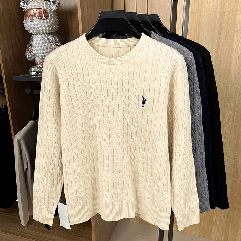 Hot High-End Luxe Man Lange Mouwen Truien Ronde Hals Geen Pilling Geen Vervaging Borduren Lente Nieuwe Trui Vrije tijd Herenkleding - afbeelding 2