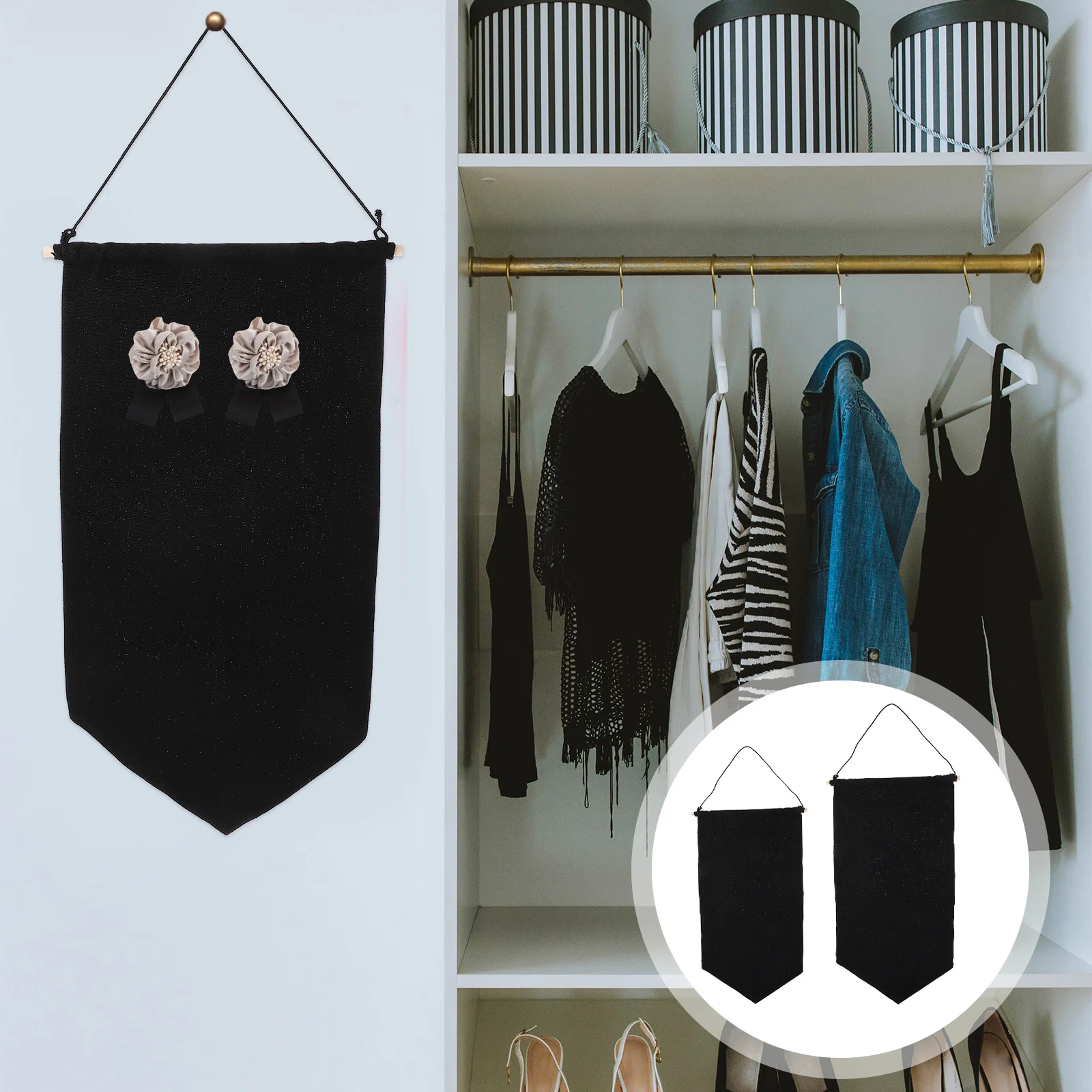 

2 Pcs Badge Display Storage Rack Hanging Flag Pin Banner Brooch Holder Frame for Wall