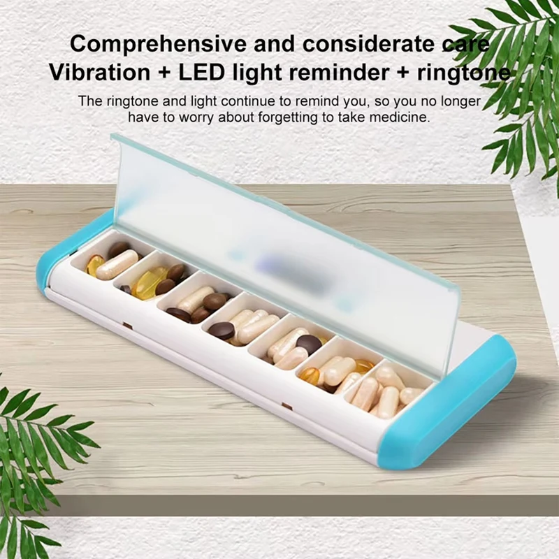 Smart Pill Organizer Electronic Timing Reminder Storage Case Timer Weekly Pills Container Alarm Box For Traveling Coffee White