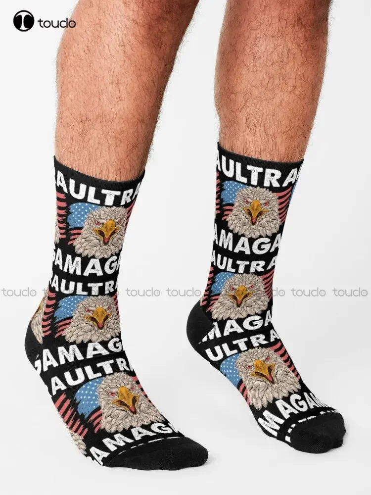 Ultra Maga Us Flag Socks Cartoon Socks Personalized Custom Unisex Adult Teen Youth Socks 360° Digital Print Custom Gift Casual