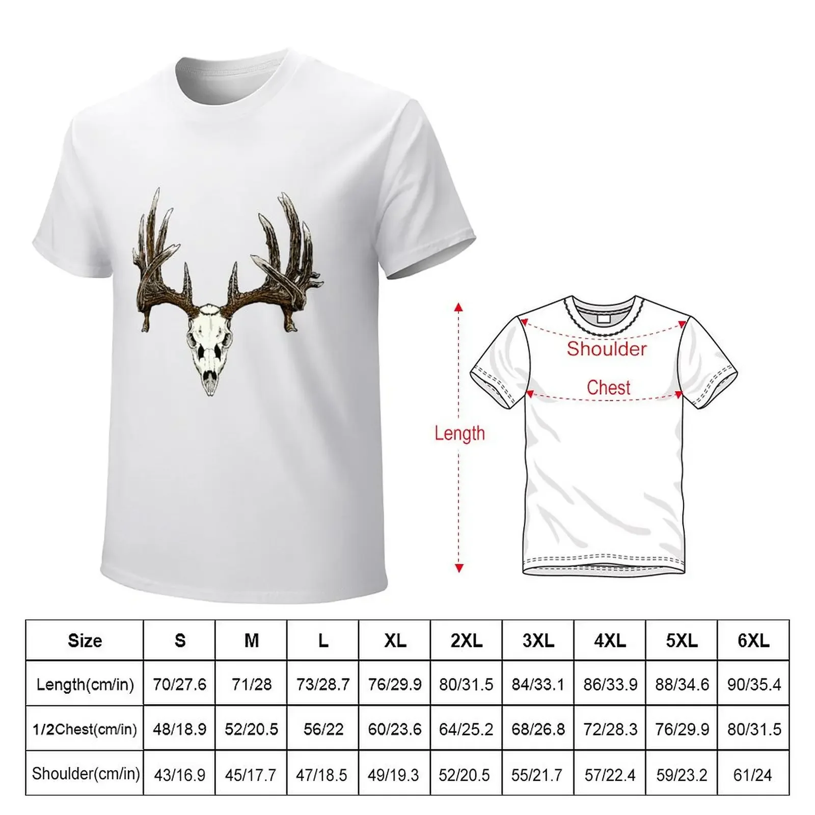 Whitetail deer skull T-Shirt baggy shirts summer tops oversized graphic tee Men's t-shirts