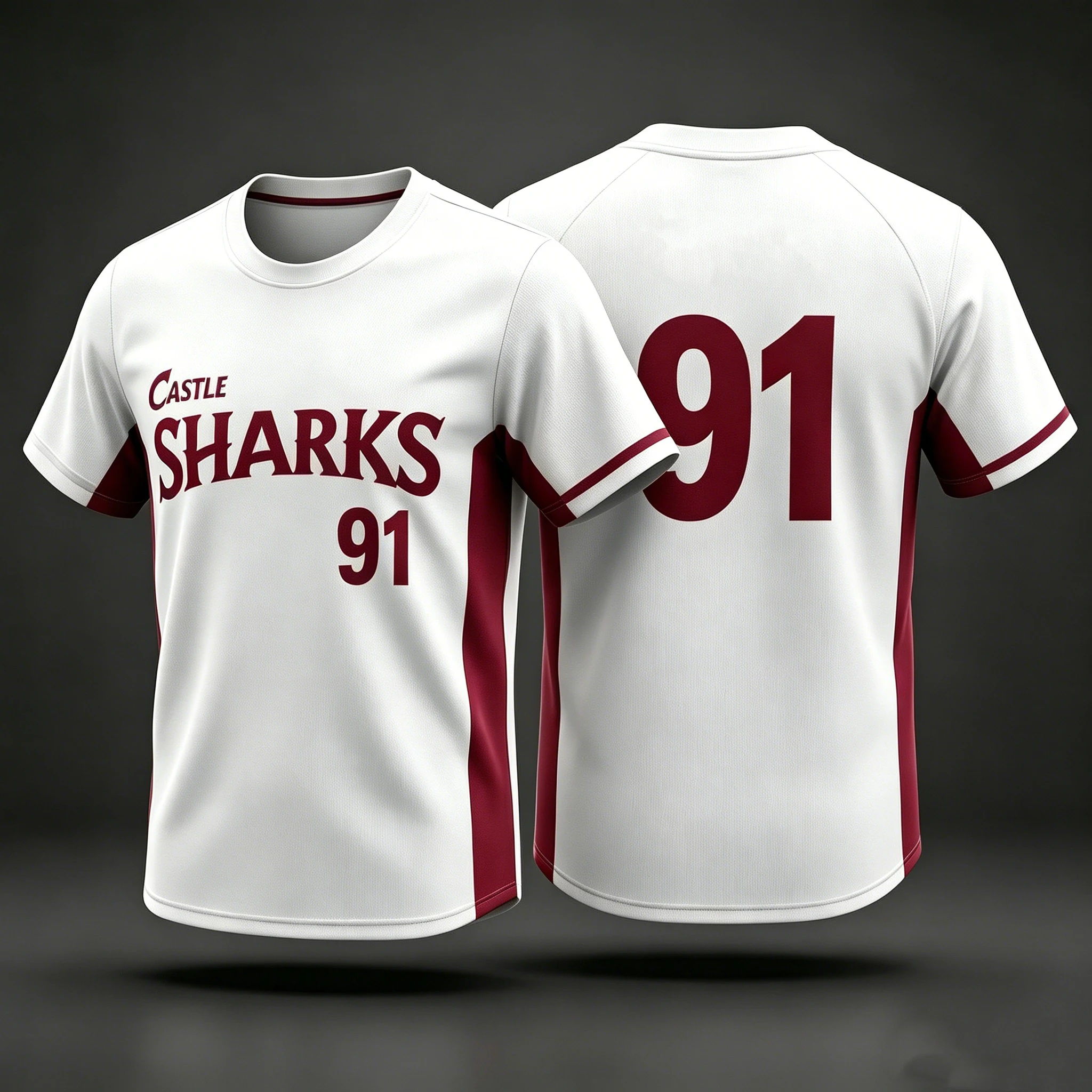 New3D Hot Korea Perfect Crown Castle Sharks 91 American Style Sports Jersey T-Shirt Breathable Casual Streetwear Famly Kids Tees