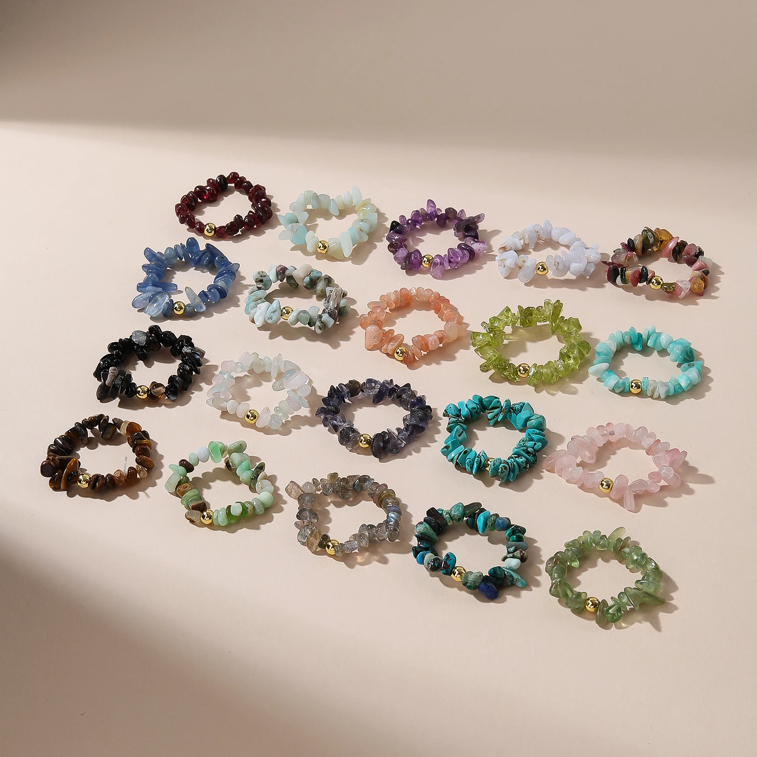 60 Stile Natürliche Steinchip-Ringe Schmuck Personalisierte Ringe Fingerringe Damenring Geschenk Boho Rohe Kristall-Accessoires – Detail 4