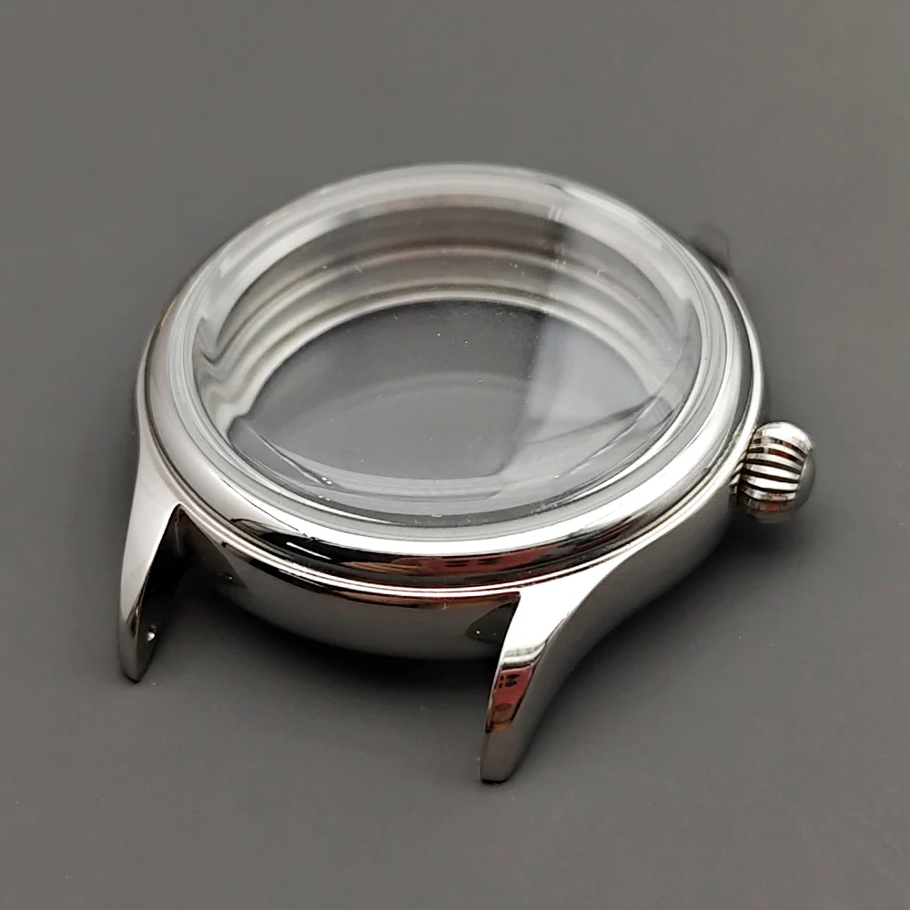 Mod 38mm NH35 Watch Case Silver Shiny Case With Dome Watch Crystal Fits NH34 NH35 NH36 NH38 Movements Watch Case