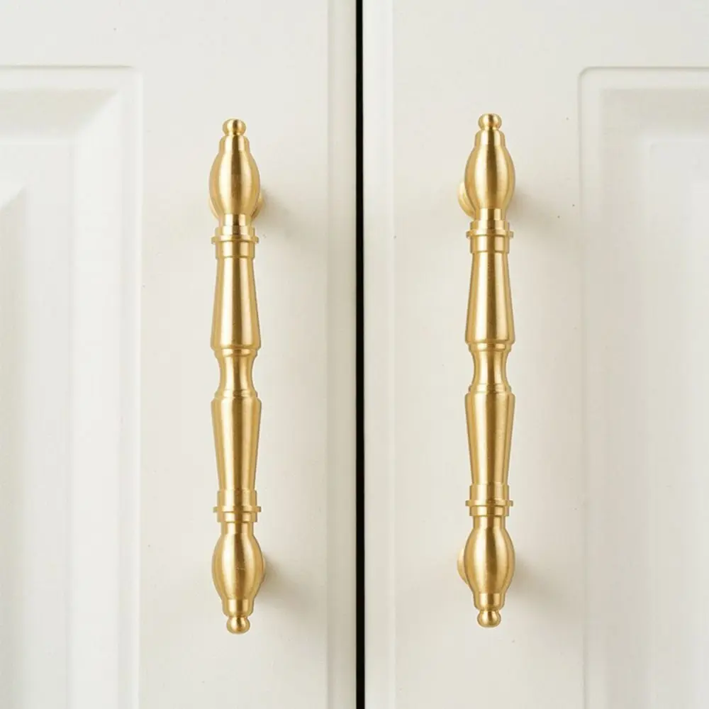 Solid Brass Furniture Handles Brushed Antique Brass Antique Bronze Finish Cabinet Pulls Long Handle Design Single-Hole Mounting