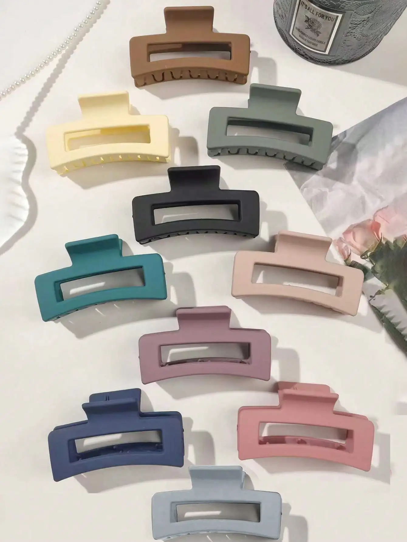 Pinces à cheveux carrées colorées antidérapantes pour femmes, 2.6 pouces, pince à mâchoire à forte tenue, accessoires pour cheveux en vrac, cadeau à usage quotidien, 10 pièces