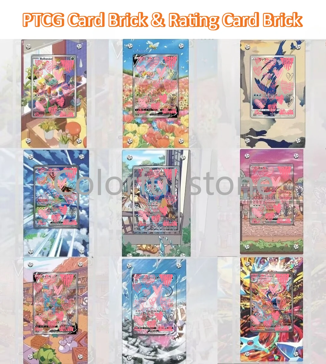 

PTCG Pokemon Anime Character Expansion Card Brick Calyrex Palkia Squirtle Zapdos Machamp Mewtwo Acrylic Display Stand No Card